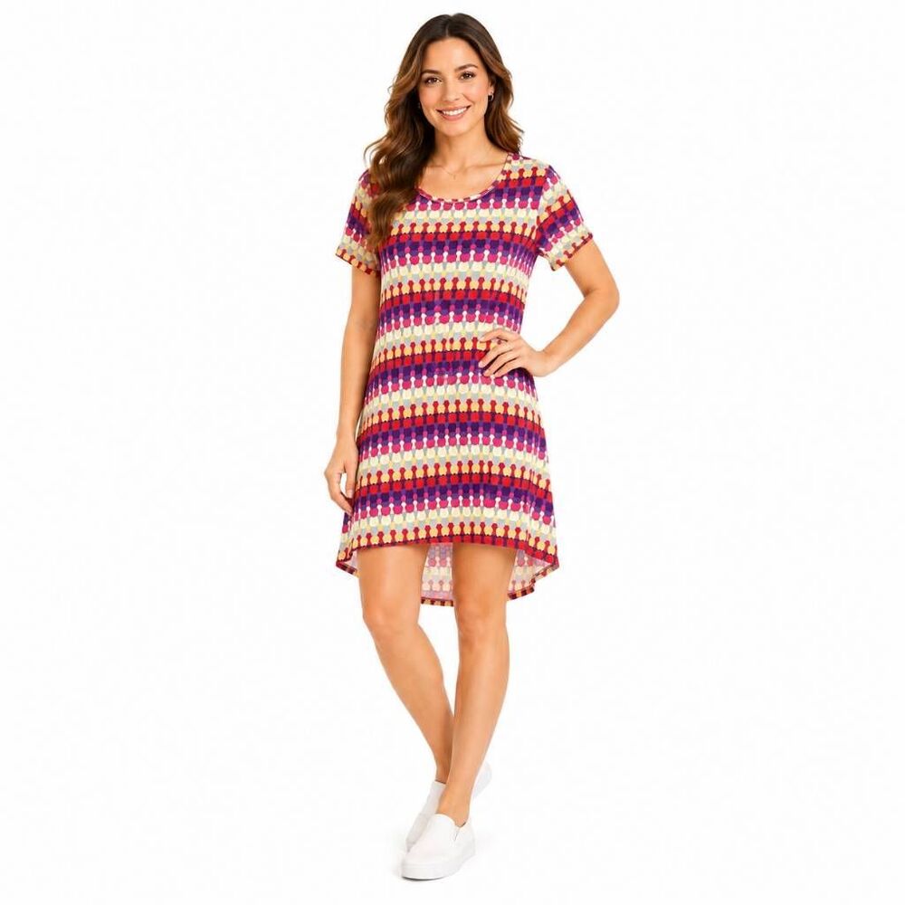LuLaRoe XS Carly Dress Geometric Stripe Hi Low Tunic